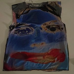 Brand new. Never worn. Neon mesh top from London. Can’t return. Size large